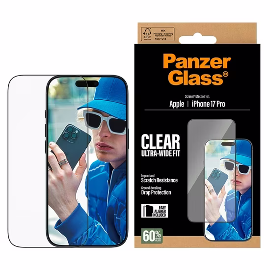 Tempered glass PanzerGlass with installation frame Apple iPhone 17 Pro
